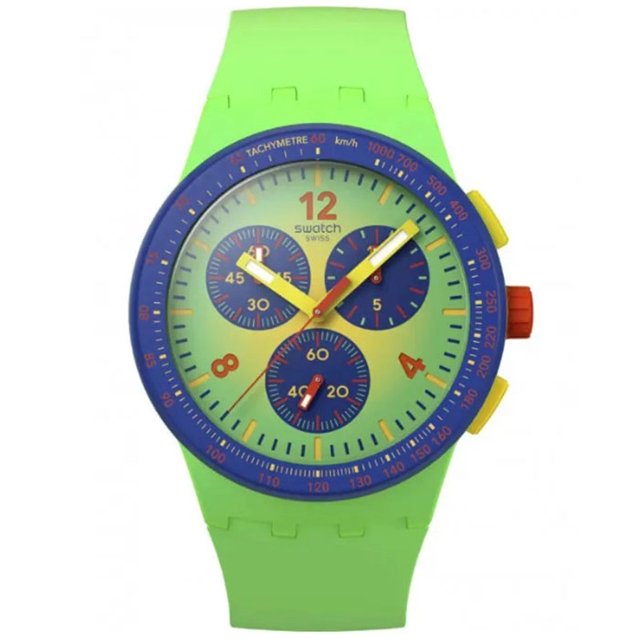 ΡΟΛΟΙ SWATCH  SUSG101 SWATCH Essentials Chronograph Flowing Freshly Two Tone Silicone Strap