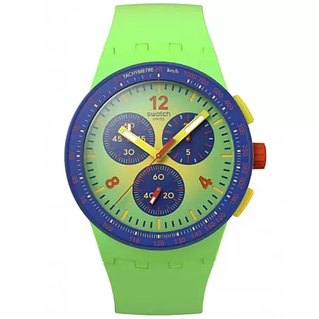 ΡΟΛΟΙ SWATCH  SUSG101 SWATCH Essentials Chronograph Flowing Freshly Two Tone Silicone Strap