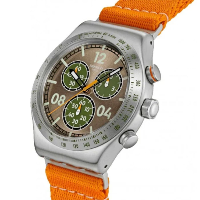 ΡΟΛΟΙ SWATCH  YVS101 SWATCH Essentials Vacation Time Chronograph Orange Fabric Strap