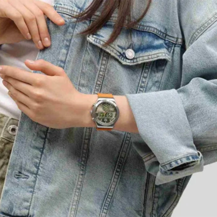 ΡΟΛΟΙ SWATCH  YVS101 SWATCH Essentials Vacation Time Chronograph Orange Fabric Strap