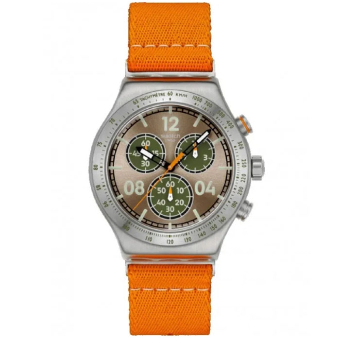 ΡΟΛΟΙ SWATCH  YVS101 SWATCH Essentials Vacation Time Chronograph Orange Fabric Strap