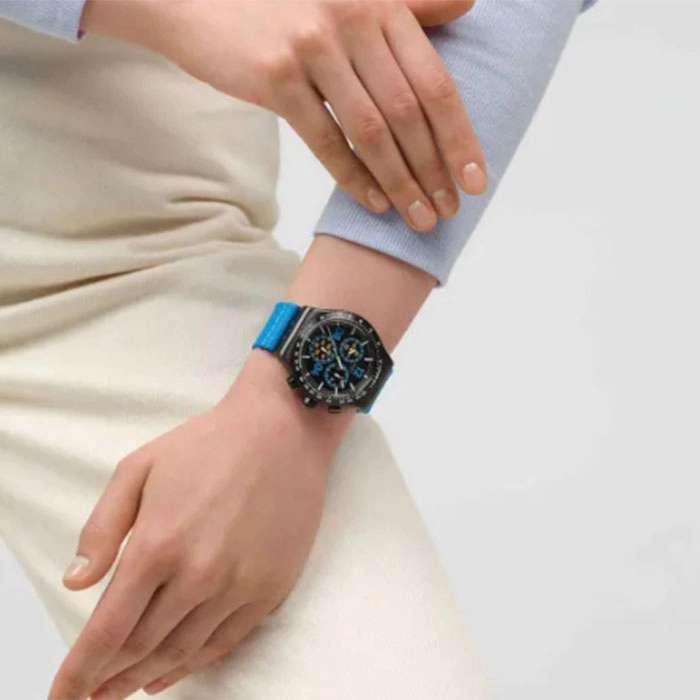 ΡΟΛΟΙ SWATCH  YVB100 SWATCH Essentials Moments In Chronograph Blue Fabric Strap