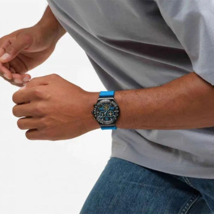 ΡΟΛΟΙ SWATCH  YVB100 SWATCH Essentials Moments In Chronograph Blue Fabric Strap