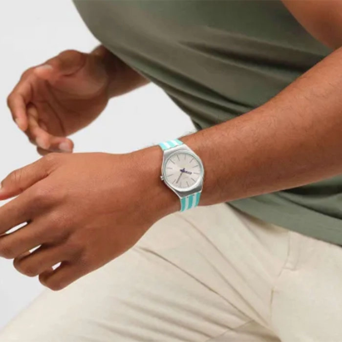 ΡΟΛΟΙ SWATCH  SYXS160 SWATCH Essentials Beach Hour Two Tone Silicone Strap