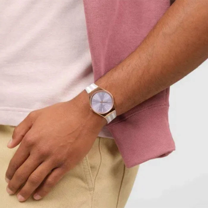 ΡΟΛΟΙ SWATCH  SYXG130  SWATCH Essentials Simply Beachy Two Tone Silicone Strap