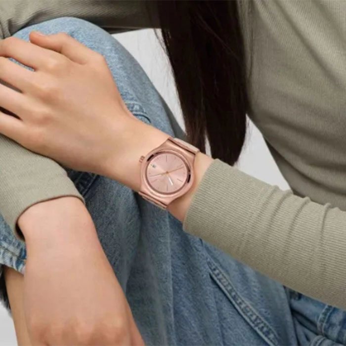 ΡΟΛΟΙ SWATCH YIG402 SWATCH Essentials Secret Moves Automatic Pink Silicone Strap