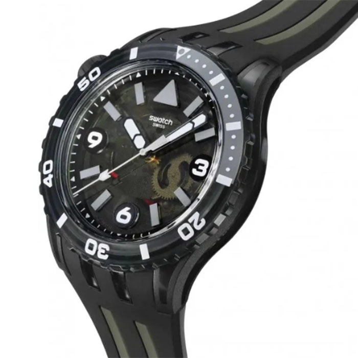 ΡΟΛΟΙ SWATCH  SSCU09B100 SWATCH Scubaqua Black Sea Nettle Two Tone Silicone Strap