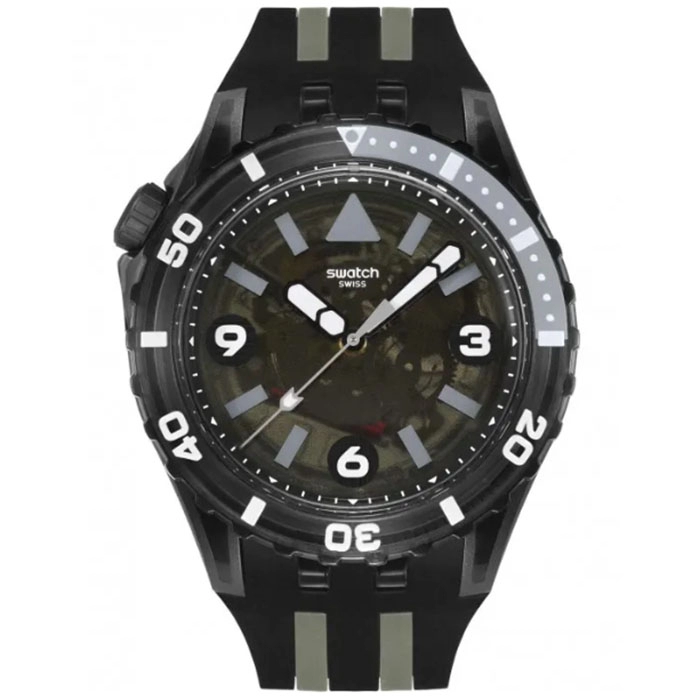 ΡΟΛΟΙ SWATCH  SSCU09B100 SWATCH Scubaqua Black Sea Nettle Two Tone Silicone Strap