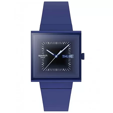 ΡΟΛΟΙ SWATCH  SO34N700 SWATCH Essentials Squarely Backlight Blue Silicone Strap