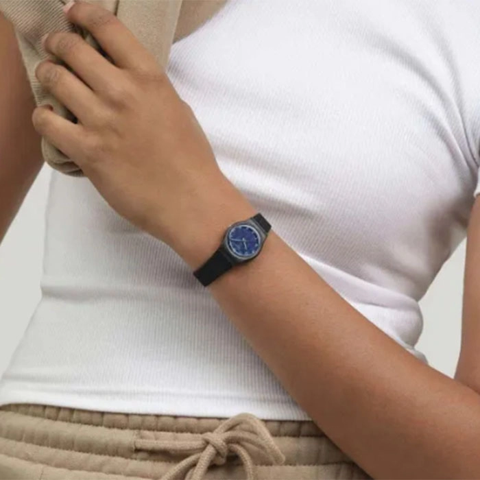 ΡΟΛΟΙ SWATCH  LB188 Ρολόι SWATCH Essentials Grace In Time Black Silicone Strap