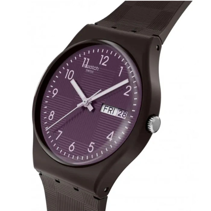 ΡΟΛΟΙ SWATCH  SO28C700 SWATCH Essentials Weaving Wonders Brown Silicone Strap