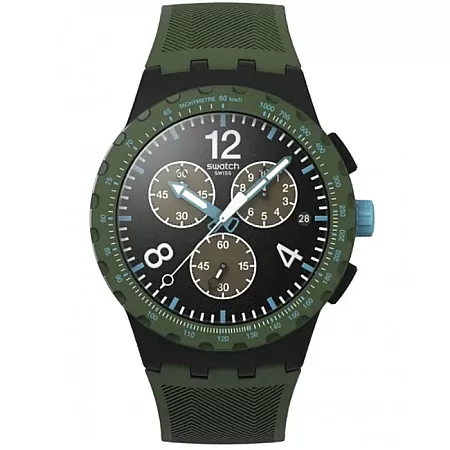 ΡΟΛΟΙ SWATCH  SUSB421 SWATCH Essentials Olive Rush Chronograph Green Silicone Strap