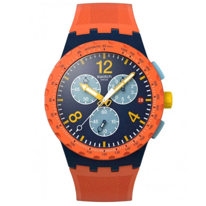 ΡΟΛΟΙ SWATCH  SUSI400 SWATCH Essentials Camo Flash Chronograph Orange Silicone Strap
