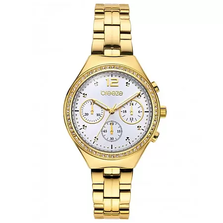 ΡΟΛΟΙ BREEZE  212561.1 BREEZE Absolute Swarovski Chronograph Gold Stainless Steel Bracelet