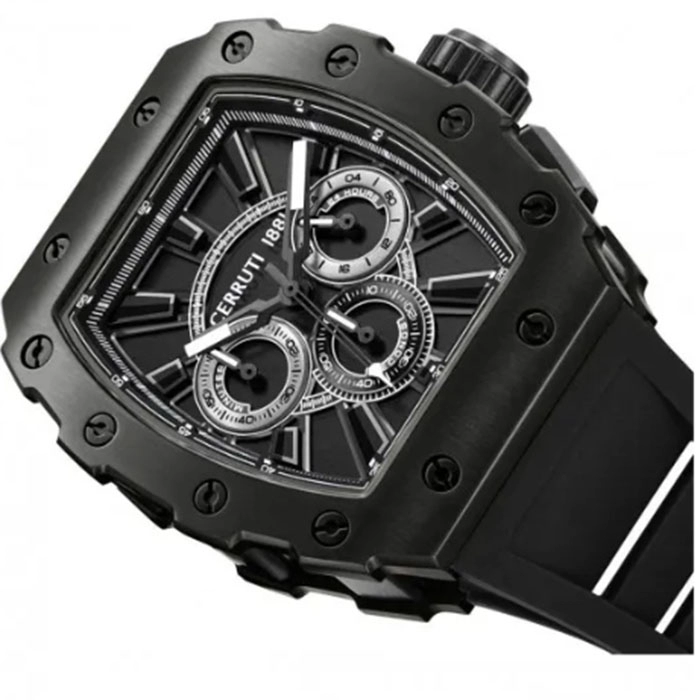 ΡΟΛΟΙ CERRUTI  CIWGO0085401 CERRUTI Gubbio Chronograph Black Silicone Strap