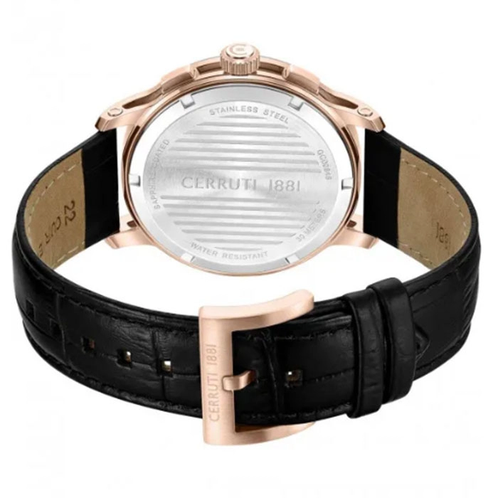 ΡΟΛΟΙ CERRUTI  CIWGC0084604 CERRUTI Petroio Chronograph Black Leather Strap