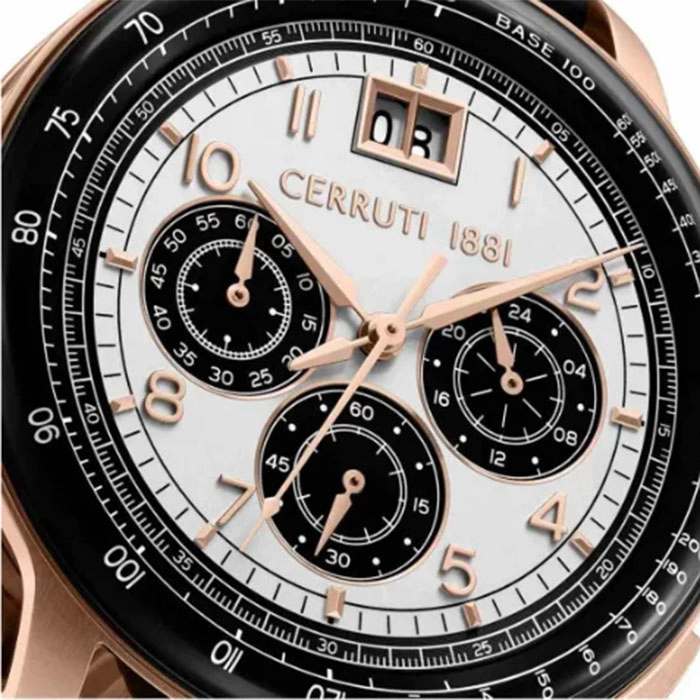 ΡΟΛΟΙ CERRUTI  CIWGC0084604 CERRUTI Petroio Chronograph Black Leather Strap