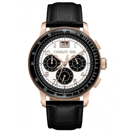 ΡΟΛΟΙ CERRUTI  CIWGC0084604 CERRUTI Petroio Chronograph Black Leather Strap