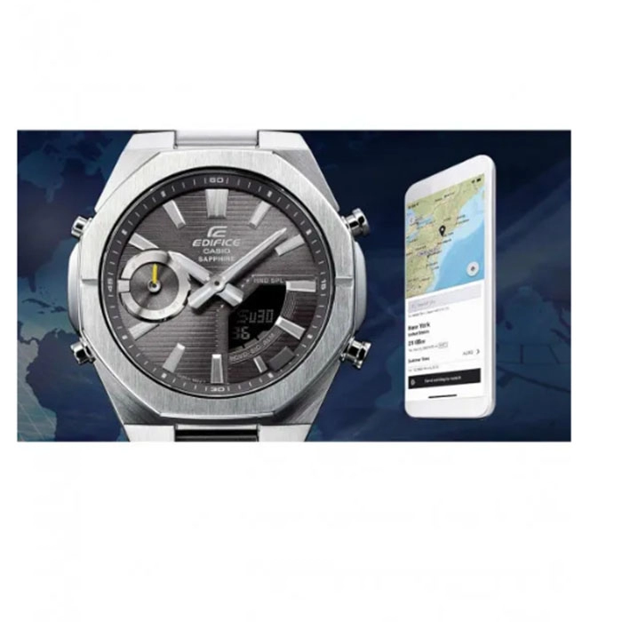 ΡΟΛΟΙ  CASIO    ECB-S10D-8AEF CASIO Edifice Smartwatch Chronograph Silver Stainless Steel Bracelet