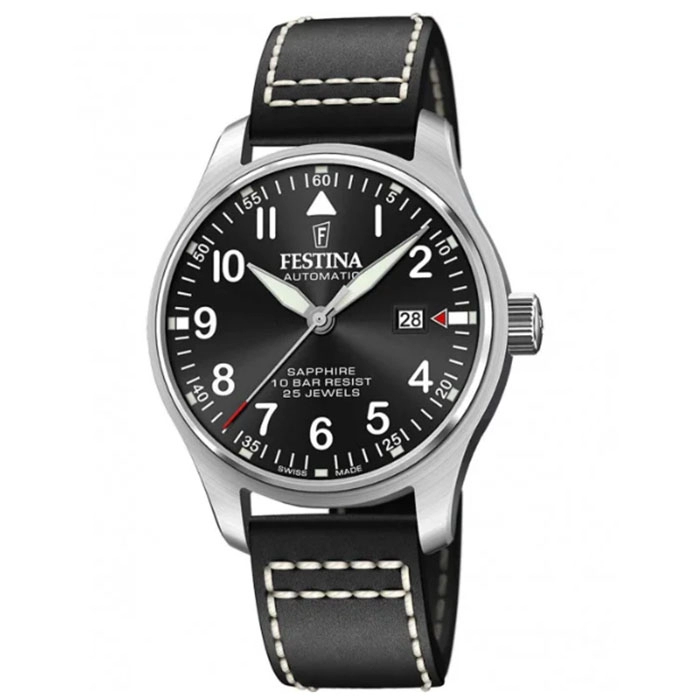ΡΟΛΟΙ FESTINA  F20151/4  FESTINA Swiss Made Automatic Black Leather Strap