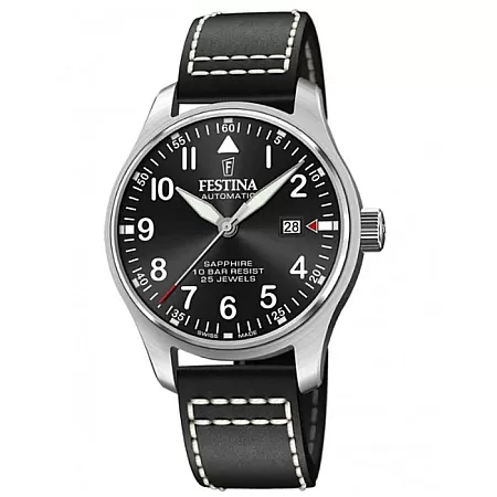 ΡΟΛΟΙ FESTINA  F20151/4  FESTINA Swiss Made Automatic Black Leather Strap