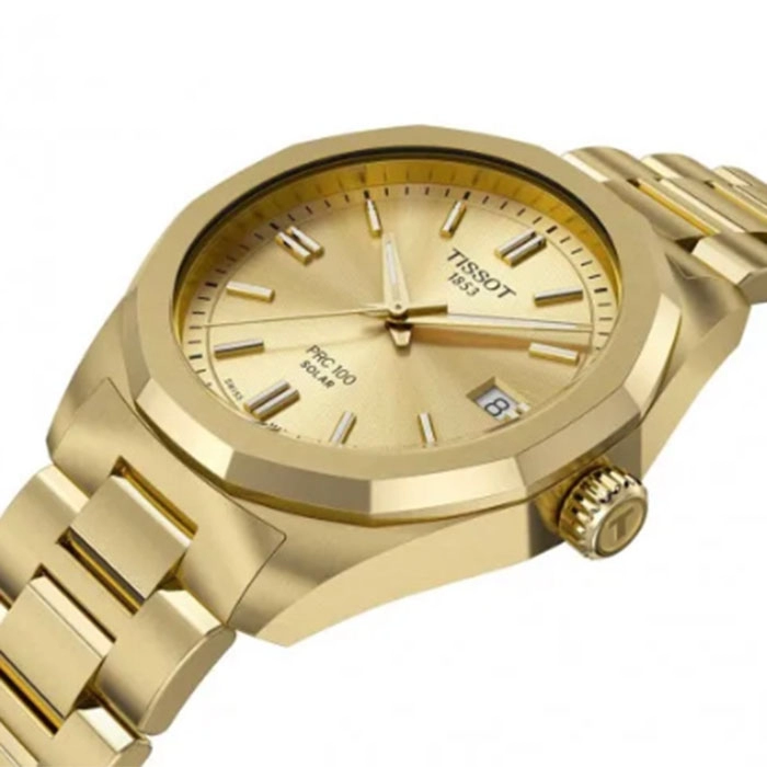 ΡΟΛΟΙ TISSOT  T1518223302100 TISSOT T-Classic PRC 100 Solar Gold Stainless Steel Bracelet