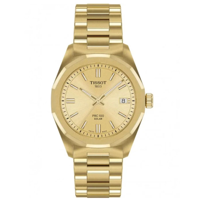ΡΟΛΟΙ TISSOT  T1518223302100 TISSOT T-Classic PRC 100 Solar Gold Stainless Steel Bracelet