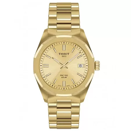 ΡΟΛΟΙ TISSOT  T1518223302100 TISSOT T-Classic PRC 100 Solar Gold Stainless Steel Bracelet