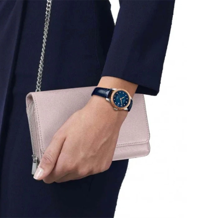 ΡΟΛΟΙ TISSOT  T9322074604600 TISSOT Le Locle Diamonds Automatic Blue Leather Strap