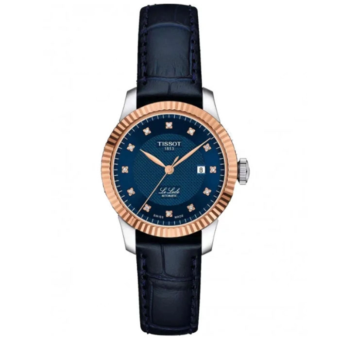 ΡΟΛΟΙ TISSOT  T9322074604600 TISSOT Le Locle Diamonds Automatic Blue Leather Strap
