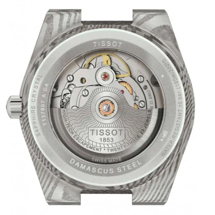 ΡΟΛΟΙ TISSOT  T1378079608100 TISSOT T-Classic PRX Damascus Steel Powermatic 80 Black Leather Strap