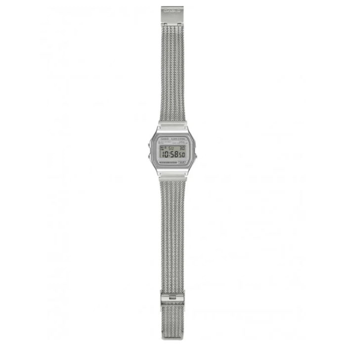 ΡΟΛΟΙ  CASIO   A-158WEM-7EF CASIO Vintage Chronograph Silver Stainless Steel Bracelet