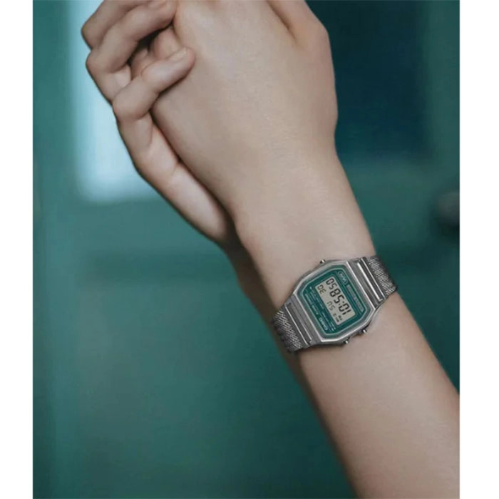 ΡΟΛΟΙ  CASIO   A-158WEM-3EF CASIO Vintage Chronograph Silver Stainless Steel Bracelet