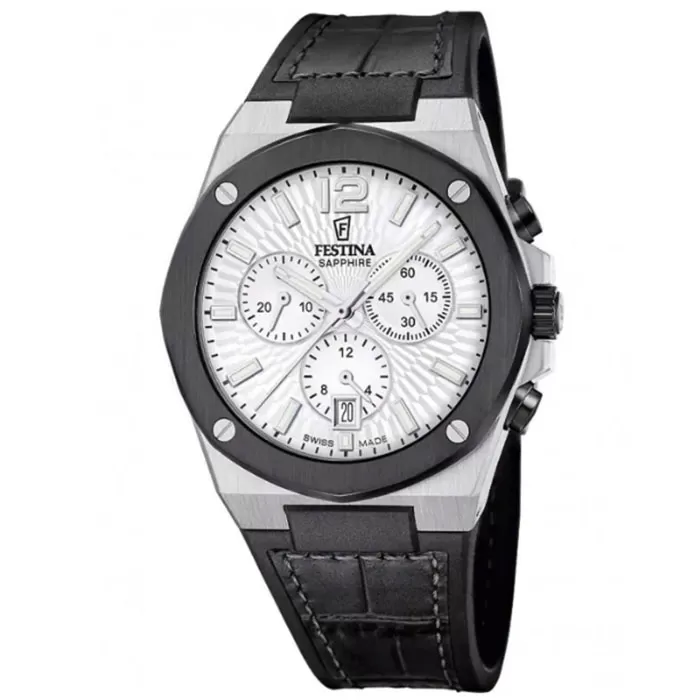ΡΟΛΟΙ FESTINA   F22003/1 FESTINA Vallee Chronograph Black Leather Strap