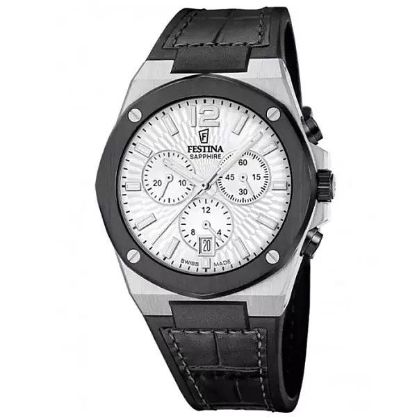 ΡΟΛΟΙ FESTINA   F22003/1 FESTINA Vallee Chronograph Black Leather Strap