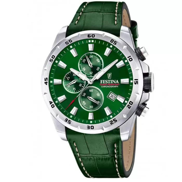 ΡΟΛΟΙ FESTINA  F20692/3 FESTINA Chronograph Green Leather Strap