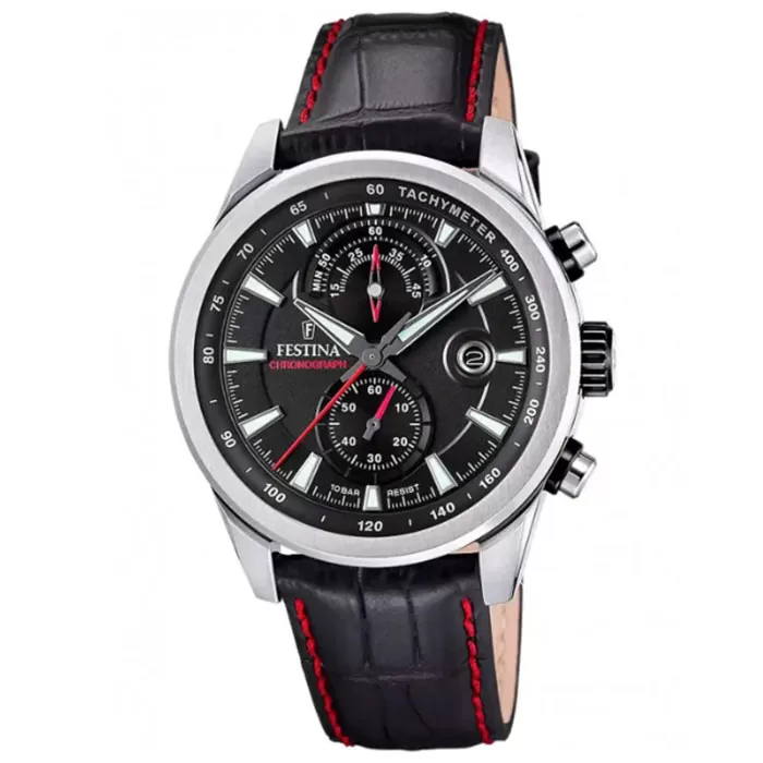 ΡΟΛΟΙ FESTINA  F20695/6 FESTINA Timeless Chronograph Black Leather Strap