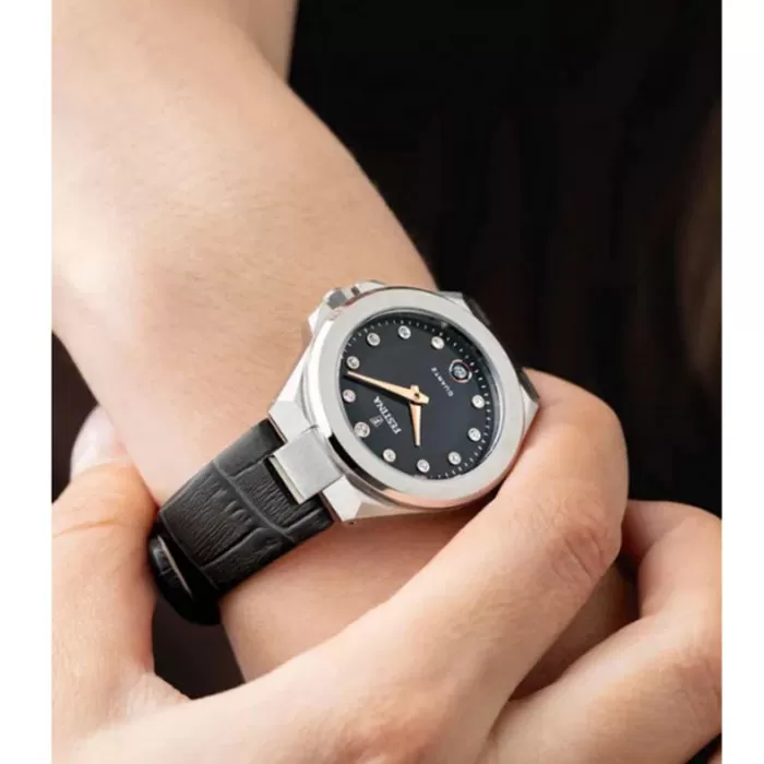 ΡΟΛΟΙ FESTINA  F20701/5 FESTINA Mademoiselle Crystals Black Leather Strap