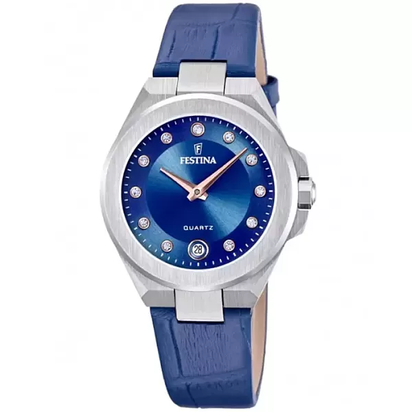 ΡΟΛΟΙ FESTINA  F20701/4 FESTINA Mademoiselle Crystals Blue Leather Strap