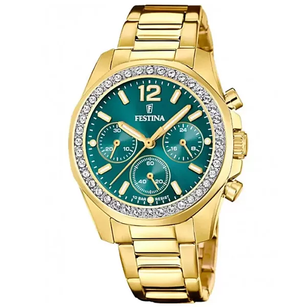 ΡΟΛΟΙ FESTINA  F20609/6 FESTINA Rainbow Chronograph Gold Stainless Steel Bracelet