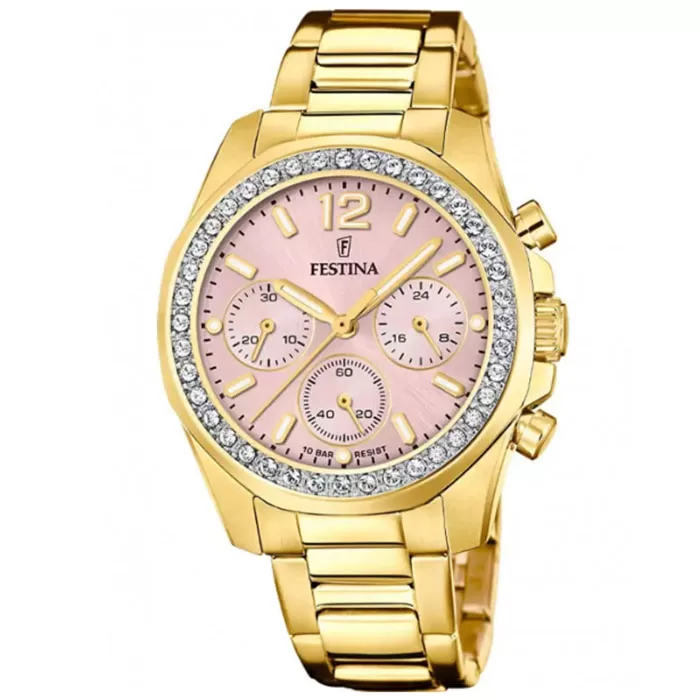 ΡΟΛΟΙ FESTINA  F20609/4 FESTINA Rainbow Chronograph Gold Stainless Steel Bracelet