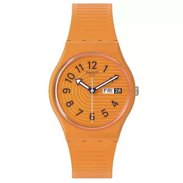 ΡΟΛΟΙ SWATCH  SO28O703  SWATCH  Trendy Lines In Sienna Orange Silicone Strap