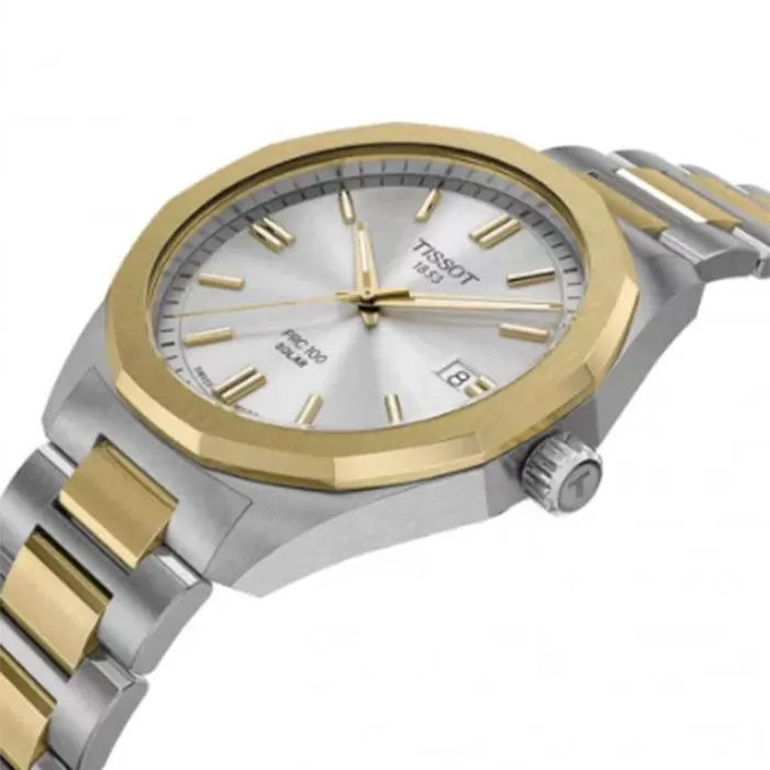 ΡΟΛΟΙ TISSOT  T1514222203100 TISSOT T-Classic PRC 100 Solar Two Tone Stainless Steel Bracelet