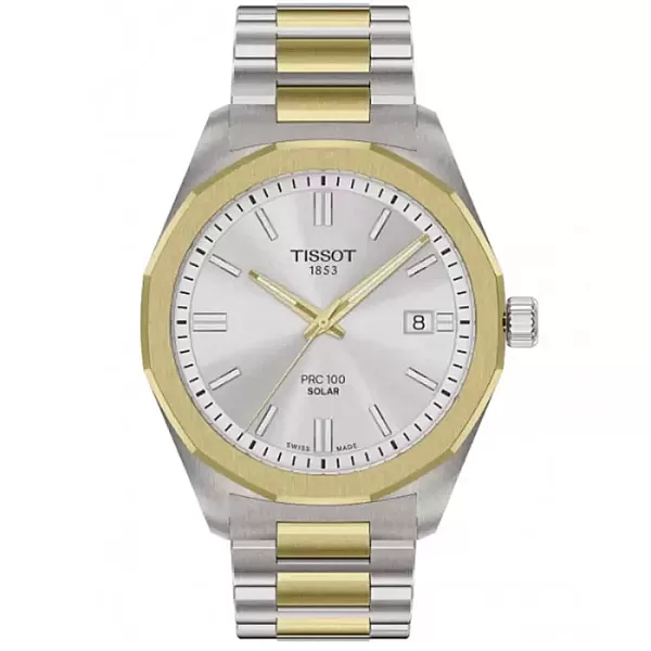 ΡΟΛΟΙ TISSOT  T1514222203100 TISSOT T-Classic PRC 100 Solar Two Tone Stainless Steel Bracelet