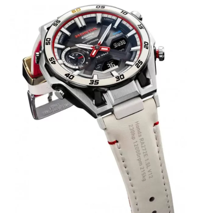 ΡΟΛΟΙ CASIO  ECB-2300HR-1AER CASIO Edifice Solar Dual Time Chronograph White Leather Strap