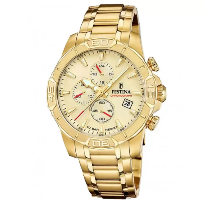 ΡΟΛΟΙ FESTINA  F20705/2 FESTINA Chronograph Gold Stainless Steel Bracelet
