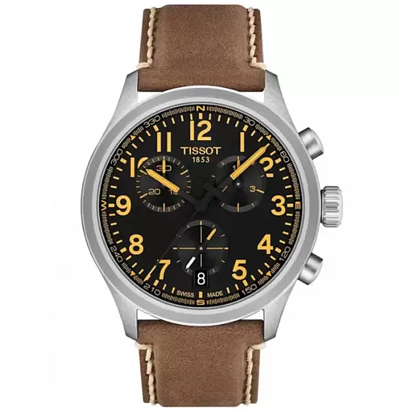 ΡΟΛΟΙ TISSOT  T1164171605201 TISSOT T-Sport Chrono L Brown Leather Strap