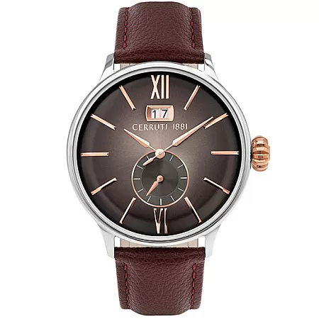 ΡΟΛΟΙ CERROUTI CRA27302 CERRUTI Dervio Brown Leather Strap