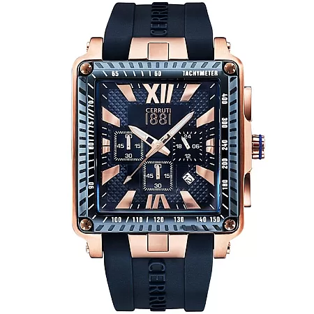 ΡΟΛΟΙ CERROUTI CRA012SRBL03DBL CERRUTI Odissea Master Blue Rubber Chronograph