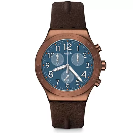 ΡΟΛΟΙ SWATCH YVC100 SWATCH Back To Copper Chronograph Brown Leather Strap